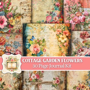 Cottage Garden Junk Journal Digital Download Flower Junk Journal Kit Floral Digital Papers Scrapbooking Journal Junk Journal Printable