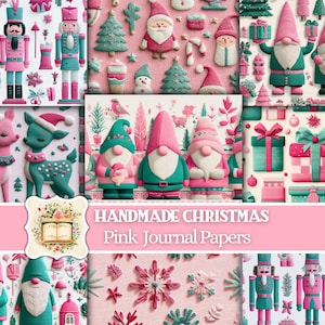 Christmas Junk Journal Kit Pink Christmas Junk Journal Printable Paper Pink Christmas Ephemera Pink Christmas Cards Digital Download