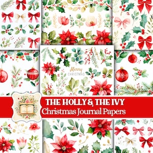 Traditional Christmas Junk Journal Kit Classic Christmas Junk Journal Printable Paper Christmas Ephemera Christmas Cards Digital Download