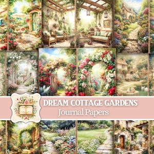 Diario digital de basura de jardín Dream Cottage, descarga digital, kit de diario de basura de jardín, álbum de recortes digital, diario digital, diario de basura de jardín imprimible