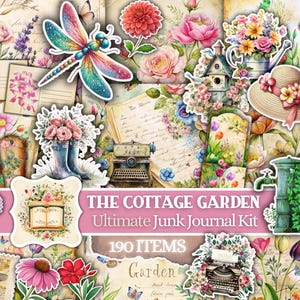 Diario basura de Cottage Garden, kit de diario basura de descarga digital, papel digital, álbum de recortes, diario digital, diario basura imprimible,