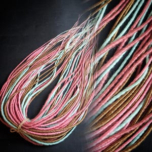 READY TO SHIP! Full set 36 de dreads, mint, pink, bronze dreadlocks, synthetic dreads, mixed colored dreads extensions, personalized gift