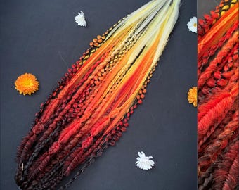 Schwarz Rot Orange Weiß Ombre Dreadlock Erweiterungen, Boho Viking Dreads, Synthetische Dreads, DE & SE, Haarverlängerung gehäkelt, Festival Haarschmuck