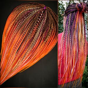 Handmade Ginger or Brown Dreads, Orange Dreadlocks Extensions, Ombre Dreadlocks, Faux Wool SE DE Dreadlocks, Hippie Festival Hair