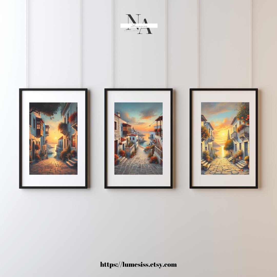 Mediterranean Digital Wall Art – Coastal Landscape, Tropical Art, Sea ...