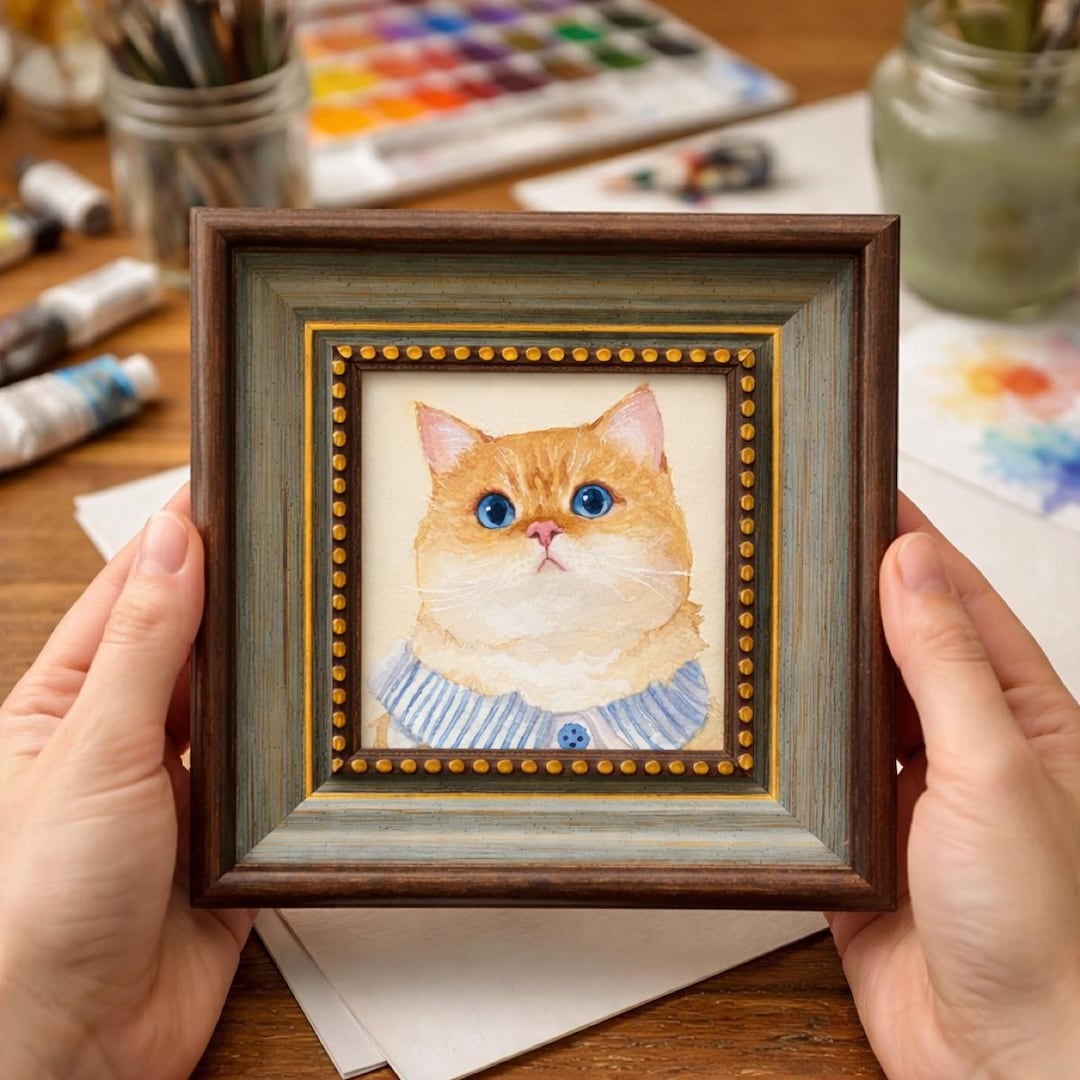 Custom Mini Watercolor Pet Portrait From Photo, Hand Painted Dog or Cat ...
