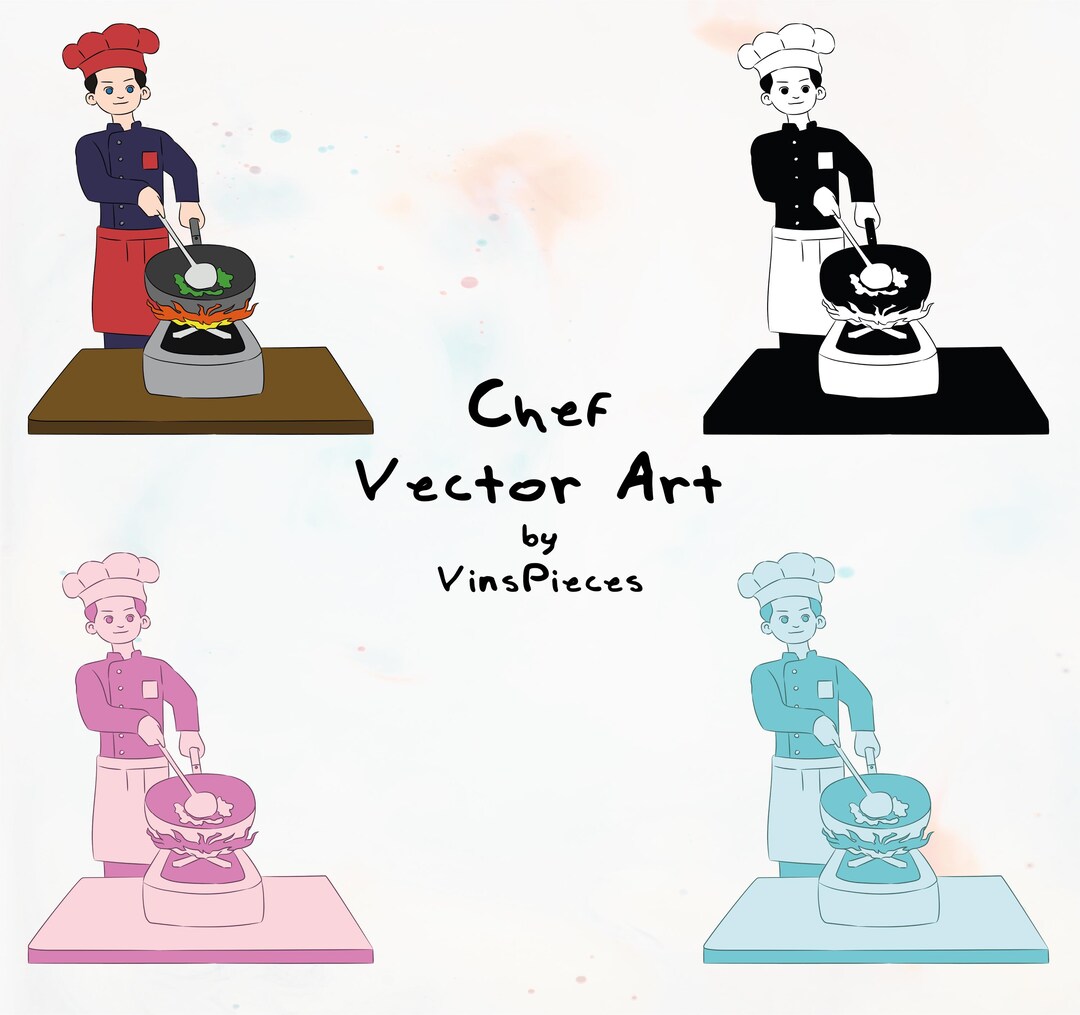 Chef Vector Art - With 4 Color Variations - SVG/PNG/JPEG - Etsy