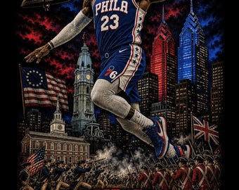 LeBron James Philadelphia 76ers, Vintage Philly poster digital download