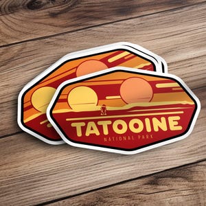 タトゥイーン国立公園ステッカー、スターウォーズ、SFステッカー、砂漠の惑星ステッカー、ロボットステッカー、映画ステッカー、ギフトアイデア