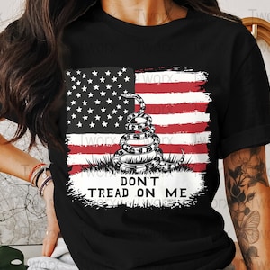 Patriotic Dont Tread On Me American Flag T-Shirt, USA Gadsden Flag Tee, Fourth of July Shirt, Independence Day Apparel, Vintage Style