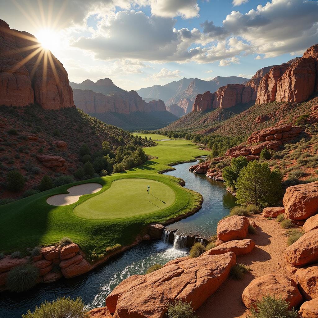 風光明媚なゴルフコースデジタル、ウォールアート、ゴルフパラダイス