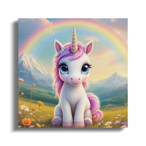 Cute Unicorn Poster, Unicorn Wall Art, Kids Room Decor, Rainbow Print for Nursery, Fantasy Animal Poster, Magical Unicorn Artwork