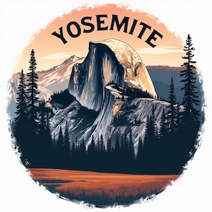 Yosemite National Park Sticker, Half Dome Yosemite Decal, Nature Adventure Sticker for Laptop Water Bottle Car