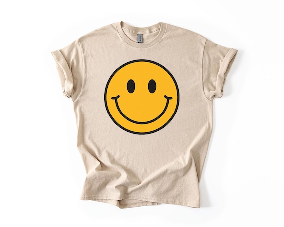 Retro Smiley Face Graphic T-Shirt, Positive Vibes