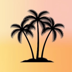 Palm Trees Digital Art, Tropical Wall Decor, Sunset Palms Printable, Beachy Home Decor, Island Vibes Print, Vacation Art, Summer Vibes Art