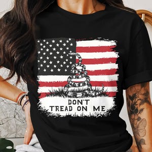 Patriotic Dont Tread On Me American Flag T-Shirt, USA Gadsden Flag Tee, Fourth of July Shirt, Independence Day Apparel, Vintage Style
