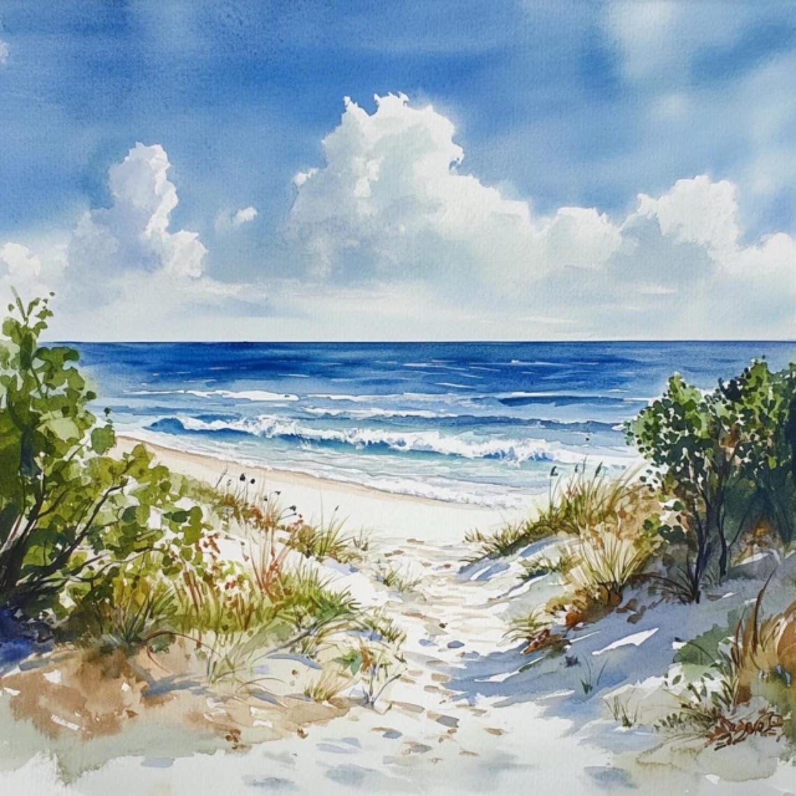 Serene Watercolor Beach Print - Coastal Wall Art Decor - Etsy