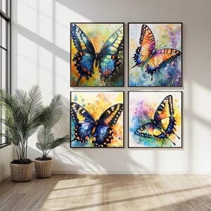 Elegant Watercolor Butterfly Print Set - Set of 4 Wall Art Decor