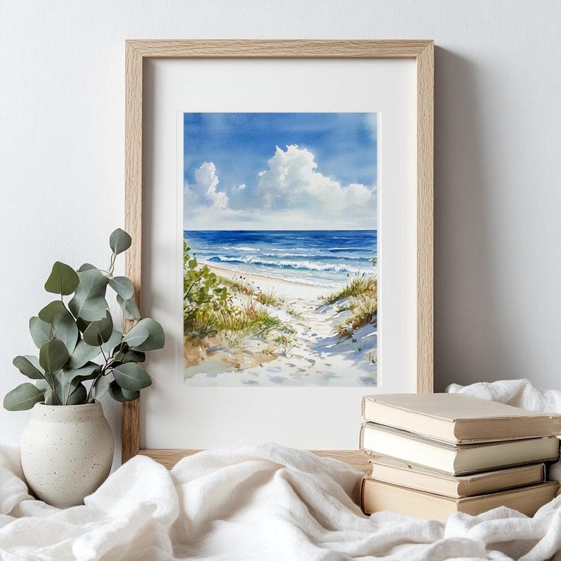 Serene Watercolor Beach Print - Coastal Wall Art Decor - Etsy