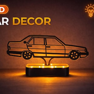 Gepersonaliseerde led-autodecor Italiaanse stijl Doğan-serie Minimale éénregelige auto Silhouet Licht Automotive Autoliefhebber Cadeau Voertuigoverzichtskunst afbeelding 1