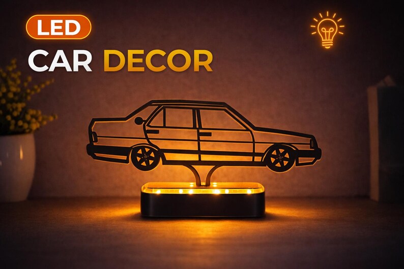 Gepersonaliseerde led-autodecor Italiaanse stijl Doğan-serie Minimale éénregelige auto Silhouet Licht Automotive Autoliefhebber Cadeau Voertuigoverzichtskunst afbeelding 1