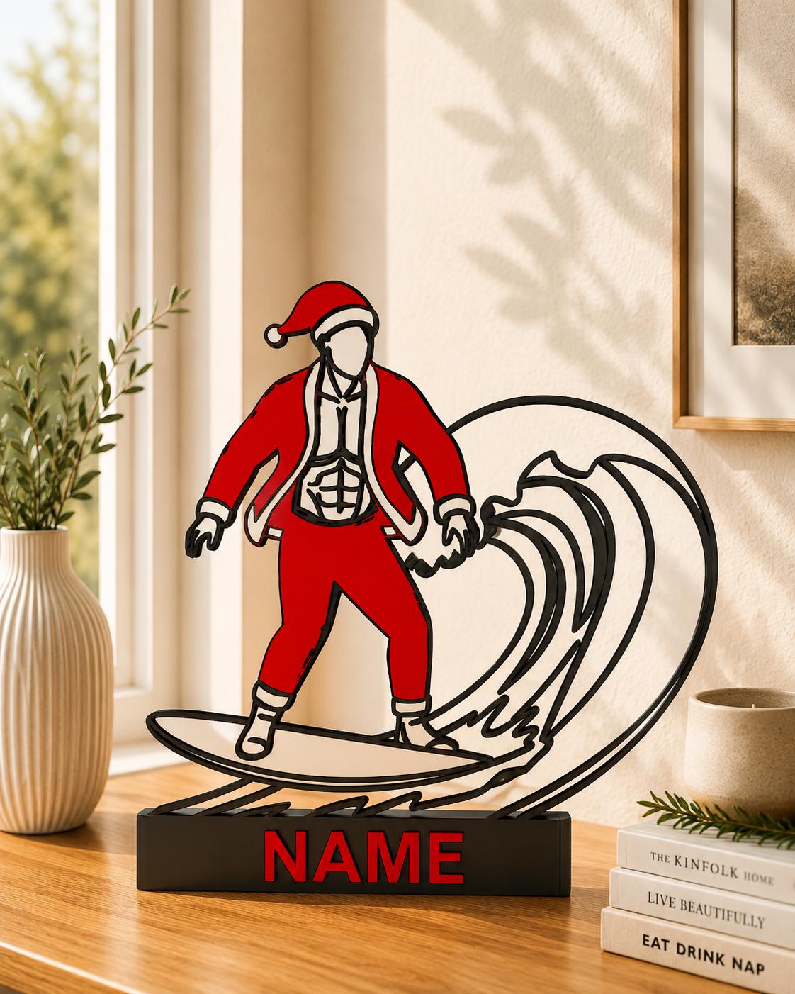 Surfing Santa Figurine - Etsy