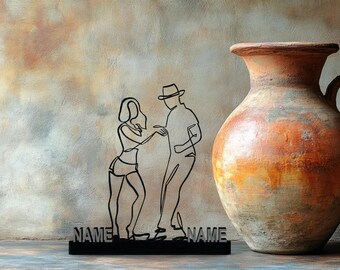 Coppia di ballerini, scultura da scrivania stampata in 3D, ispirata alla salsa, al tango, alla bachata, regalo per gli amanti della danza, miniatura nera da esposizione per la casa
