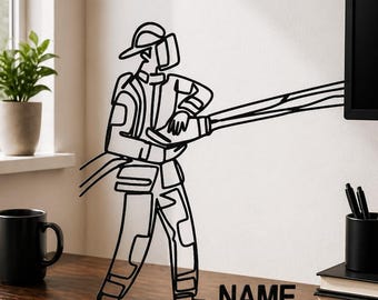 Brandweerman cadeau gepersonaliseerde brandweer decor aangepast naambord brandweer bureau decoratie eerstehulpverlener cadeau kantoor plank kunst