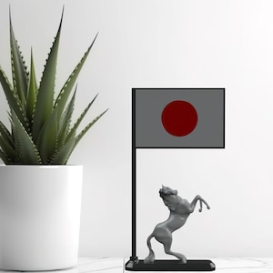 Japan Flag Desk Decor Statue 3D Printed Rising Sun Inspired Art Unique Japanese Gift Zen Symbolism Minimalist Flag Stand