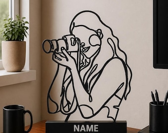 Female Photographer Gift Personalized Camera Artist Decor Custom Name Sign Photography Studio Decoration Creative Business Shelf Ornament