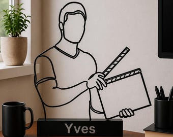 Custom Filmmaker Cinema Movie Line Art Decor Custom Filmmaker Cinema Movie Line Art Decor Personalized Director Clapperboard Sign Aesthetic
