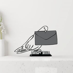 Personalisierter Liebesbrief Taube 3D Druck | Benutzerdefinierte Name Romantische Schreibtisch Dekoration | Valentinstag Geschenk für Paare | Jubiläums-Andenken Kunst