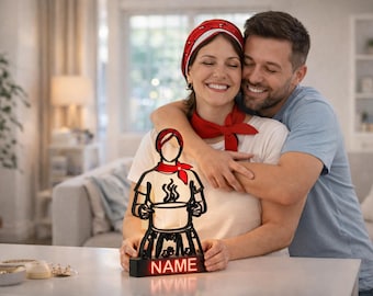 Personalized Kitchen Mother Decor Gift Custom Name Mothers Day Display Black White Yellow Blue Red Orange Green Gray Brown