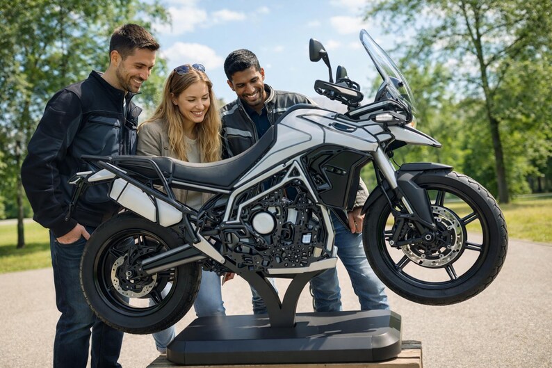 Personalized LED motorcycle British Style Tiger 900 G Series decor gift custom name sign minimal desk art for him warm light base biker room image 6