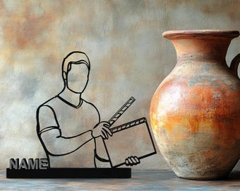 Filmemacher Schreibtisch Kunst 3D Gedruckt Film Filmemacher Figur Film Film Liebhaber Geschenk Idee für Regal Einzigartige Schwarze Miniatur Sammlerstück