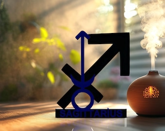 Dekoracja zodiaku Strzelca Osobisty prezent inspirowany astrologią Niestandardowe imię Znak łucznika Grafika Niebiański dom Prezent urodzinowy Horoskop Kochanek