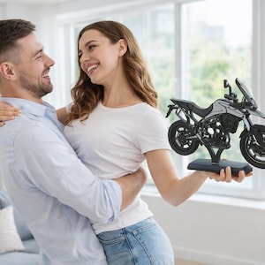 Personalized LED motorcycle British Style Tiger 900 G Series decor gift custom name sign minimal desk art for him warm light base biker room image 3