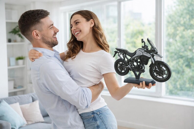 Personalized LED motorcycle British Style Tiger 900 G Series decor gift custom name sign minimal desk art for him warm light base biker room image 3