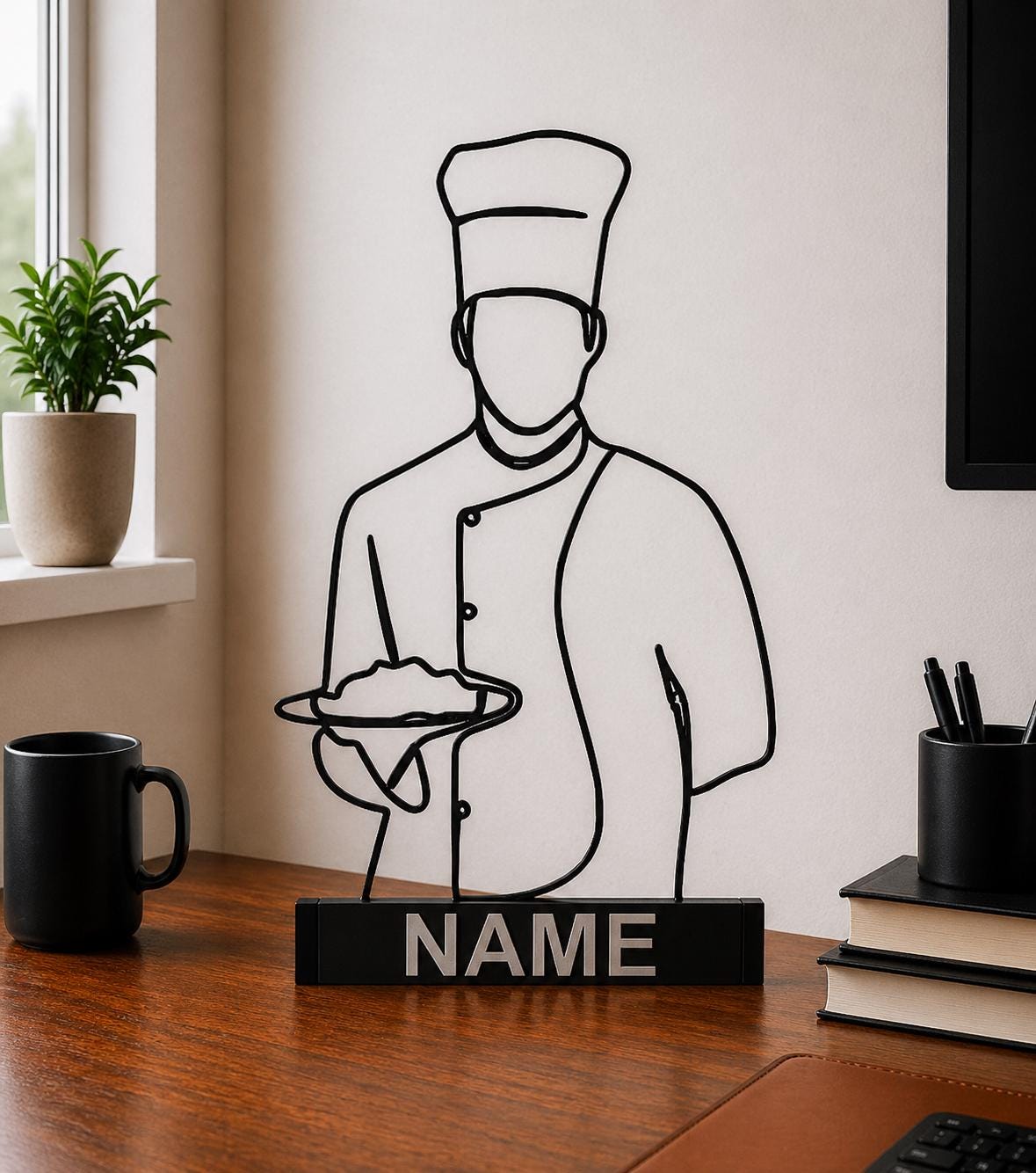 Male Chef Desk Decor Culinary Art Sculpture Unique Gift Idea for a Cook ...