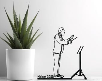 Escultura abstracta de director de orquesta: decoración musical impresa en 3D, arte minimalista