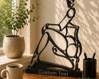 Personalized Woman Line Art Decor Custom Name Minimalist Sculpture Modern Abstract Female Figure Desk Ornament Home Office Gift