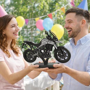 Personalized LED motorcycle British Style Tiger 900 G Series decor gift custom name sign minimal desk art for him warm light base biker room image 5