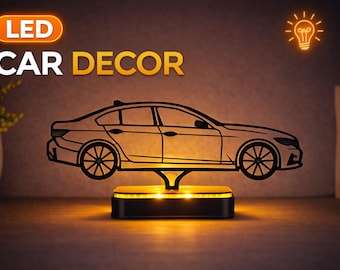 Personalized LED Car Decor German Style 320 Series Minimal One Line Car Silhouette Light Automotive Decor Car Lover Gift Vehicle Outline