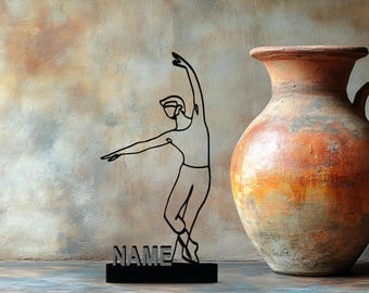 Balletttänzer Tanz Kunstskulptur Einzigartige Geschenkidee für einen Tänzer Benutzerdefinierte Schwarze Miniatur Prunkstück Tanzstudio Kunst Personalisiert