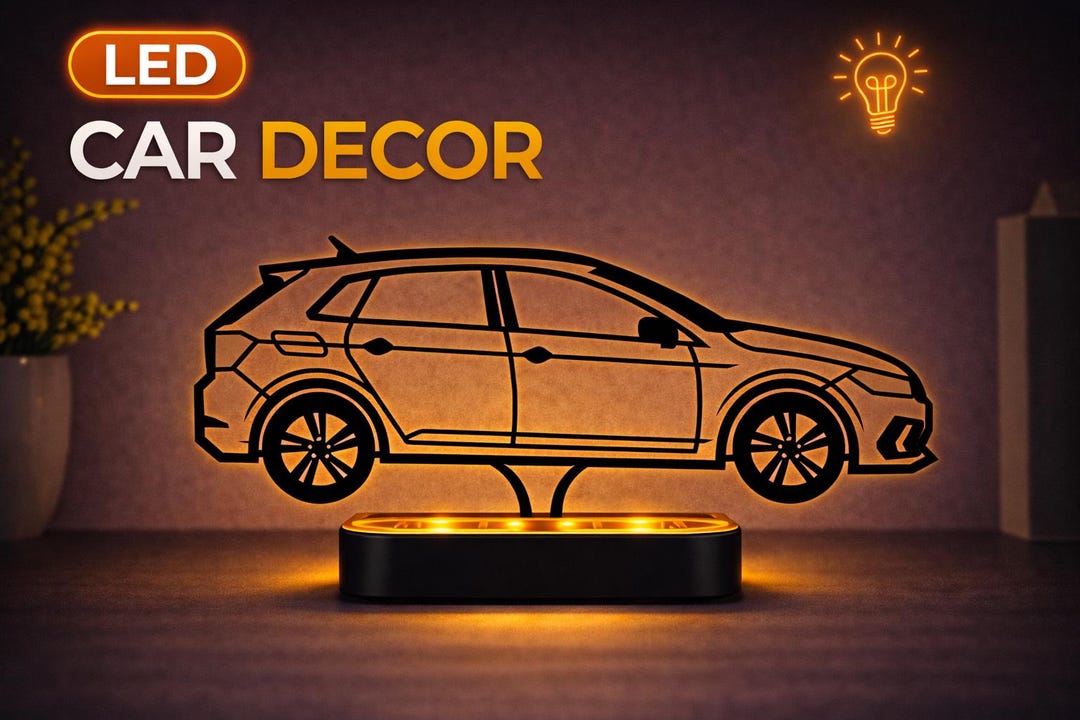 Custom Led Car Graphics Personalized LED Car Decor Minimal Line Art German Style Polo Custom ...