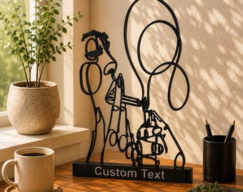 Custom Line Art Woman Decor Personalized Name Minimalist Sculpture Modern Desk Decor Home Office Gift Female Figure