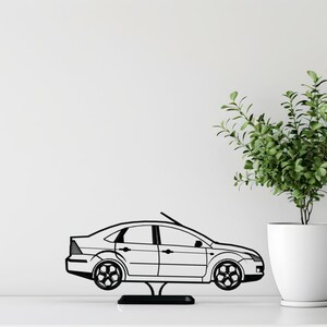 Escultura de sedã compacto impressa em 3D: arte automotiva moderna, decoração de mesa