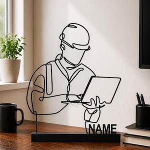 Personlig datoringenjörsdekoration Anpassad namnskylt Minimal arbetsyta Konstprogrammerare Gåva Kodning Skrivbord Display Tech Kontorsdekoration