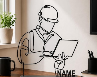 Personalized Computer Engineer Decor Custom Name Sign Minimal Workspace Art Programmer Gift Coding Desk Display Tech Office Decoration