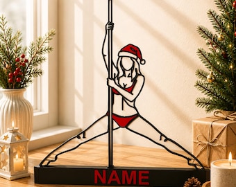 Personalized Pole Dance Figurine Christmas Gift Custom Name Pole Dancer Aerial Fitness Studio Decor Dance Instructor Fitness Gift